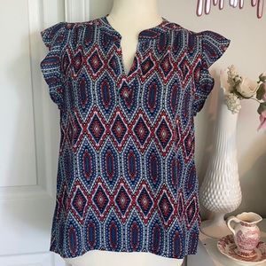 Sweet Rain Ruffle Sleeve Boho Blouse